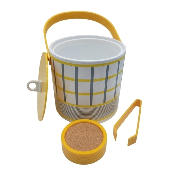 BRIGHT yellow vintage ice bucket set - Picture 1 of 9